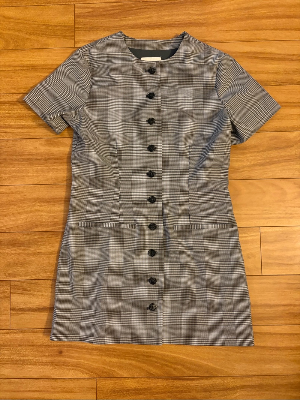 Abercrombie & Fitch Mara Grey Plaid Short-Sleeve Button Front Mini Dress